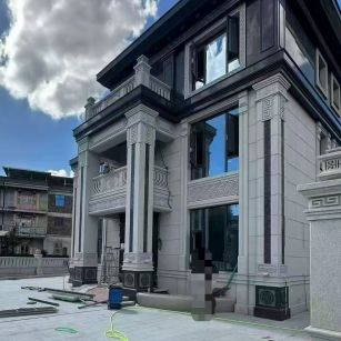 烟台 别墅干挂，芝麻白与芝麻黑完美配合