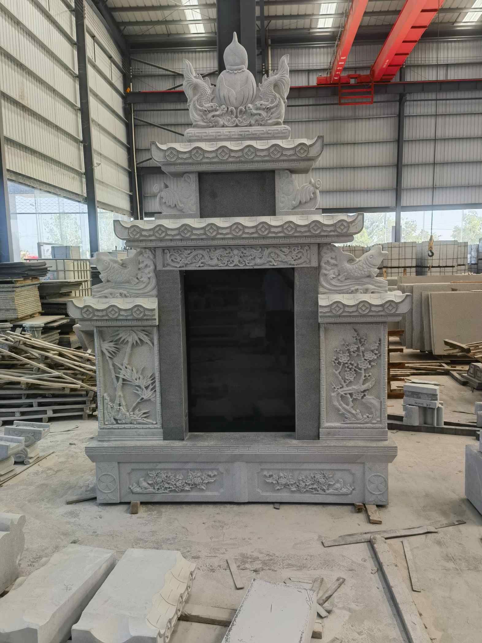 烟台 芝麻灰高档墓碑、土墓，一套也支持定做