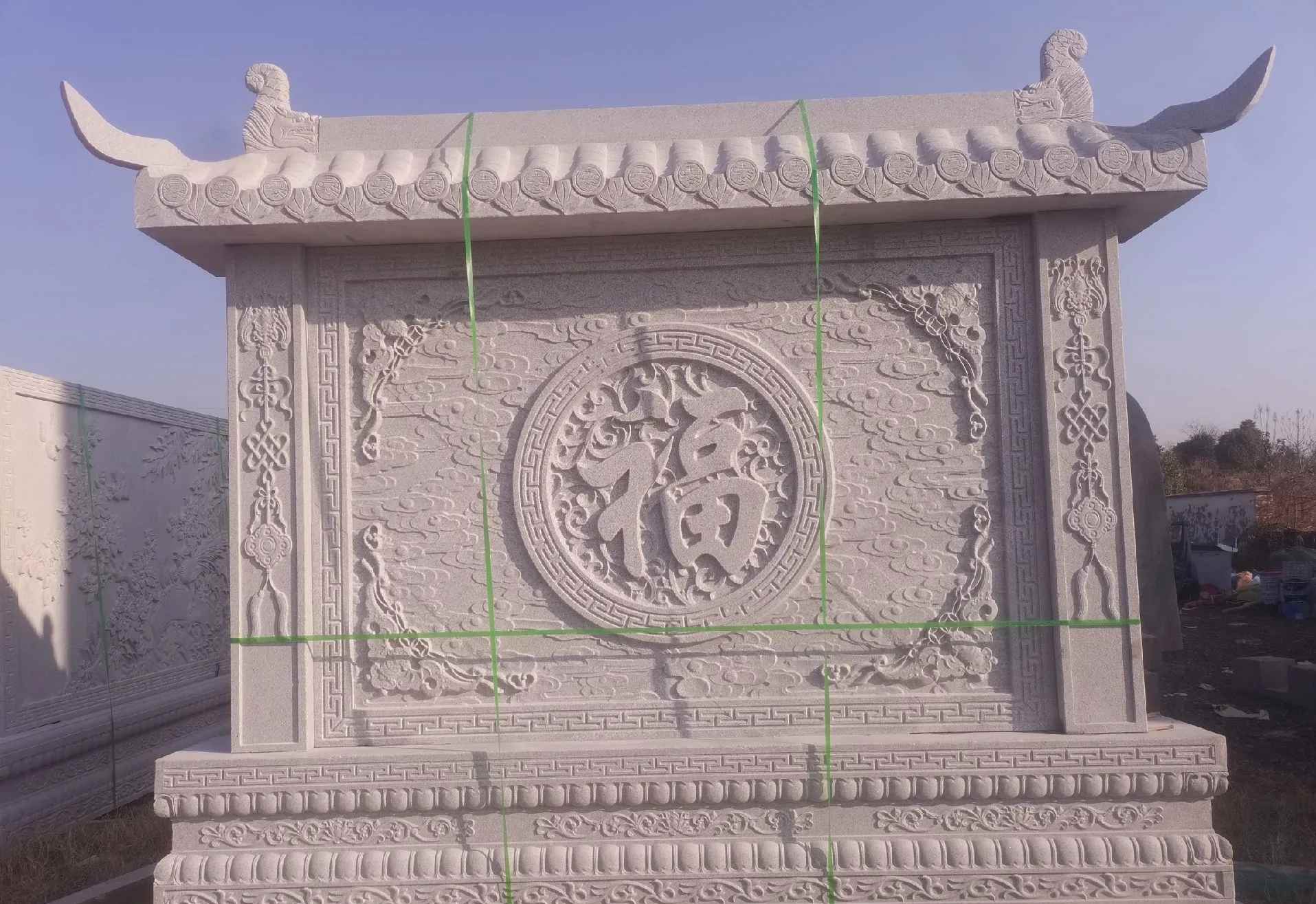 烟台 芝麻白花岗岩屏风，照壁，影壁