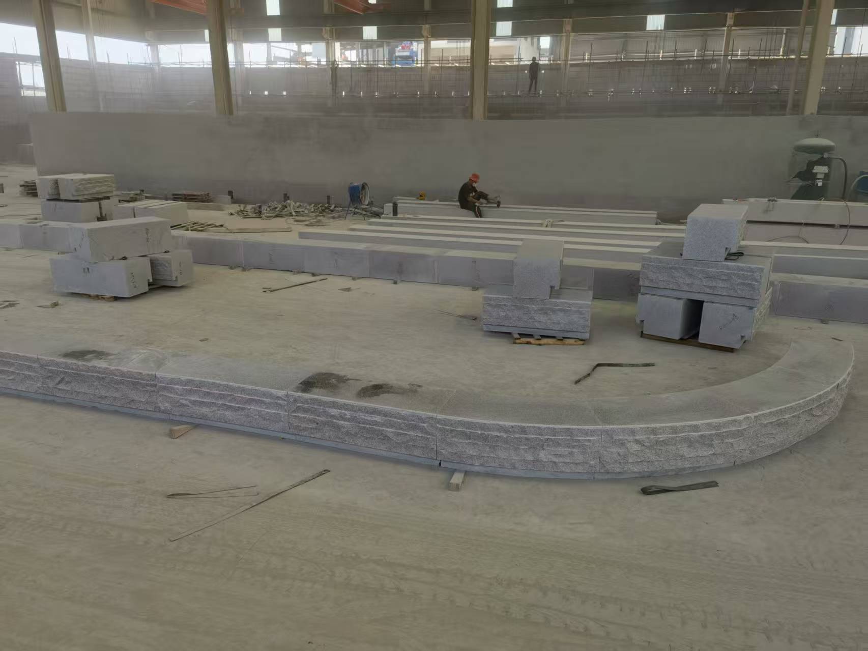 烟台 芝麻白整石坐凳（光面+自然面）